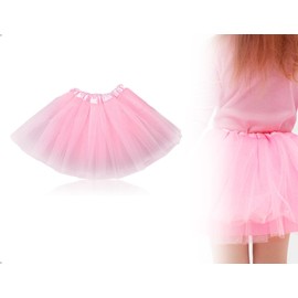 Lhbwhiz Tulle Skirt, 3 Layers Tulle Ballet Skirt, Used for 2-7 Years Girls Toddler Baby Dress Festive Dress Costume Birthday Princess Party (Pink), pink