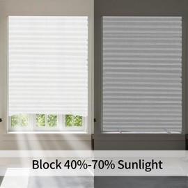 Refinest Light Filtering Temporary Blinds Cordless Shades Fabric Pleated Fabric Paper Curtains Easy to Cut and Install, Beige, 35" W x 71" H