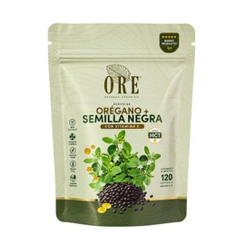 ORE Cápsulas de Aceite de Orégano con Semilla Negra, MCT y Vitamina E, 500 mg, 120 Softgels