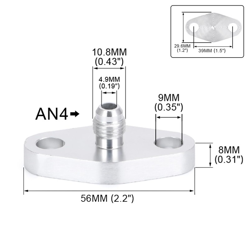 PTNHZ AN4 Turbo Oil Feed Inlet Flange Adapter Kit w/Gasket