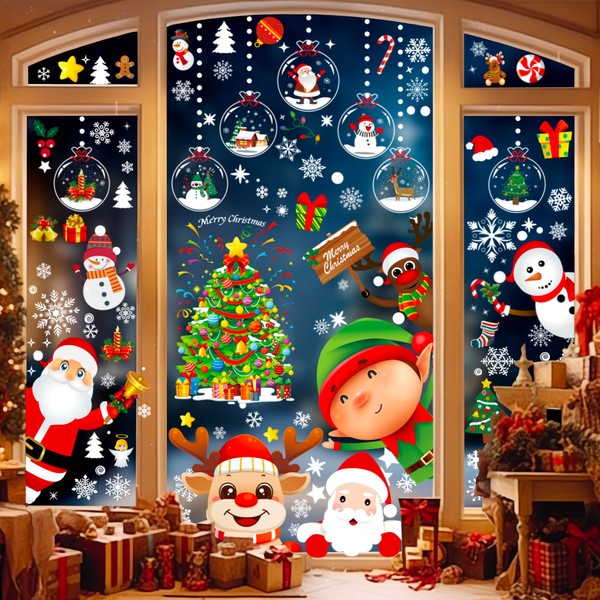 Christmas Window Stickers Doublesided Reusable I 9 Sheets Christmas Window