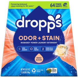 Dropps Odor & Stain Biobased Power Laundry Detergent Pods, Orange Blossom HE Compatible Laundry Pods for Fresh Clothes – Laundry Soap Supplies & Recyclable Paperboard Packaging