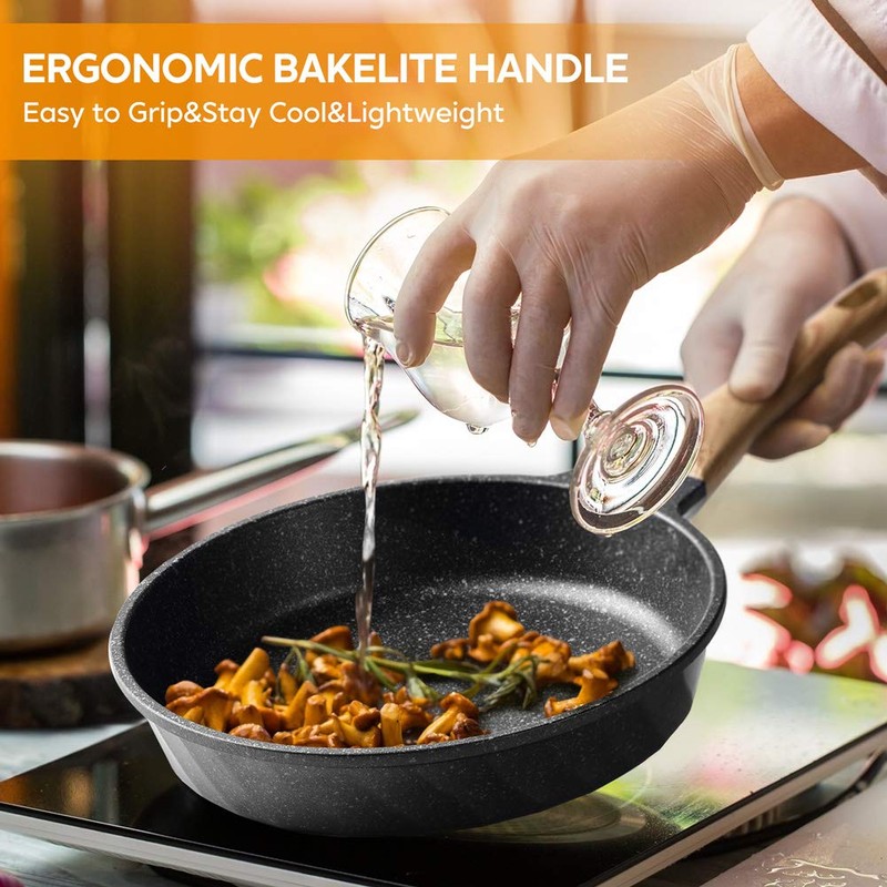 YIIFEEO Frying Pans Nonstick, Induction Frying Pan Set Granite Skillet
