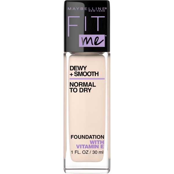 Maybelline Fit Me Dewy + Smooth Foundation Makeup, Fair Porcelain, 1 Count