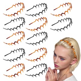 12PCS Zig Zag Headband Tooth Headband for Women Girls Plastic Wavy Hair Comb Headbands Zig Zag Black Plastic Sharks Tooth Hair Comb Hard Headbands for Women Men Girls