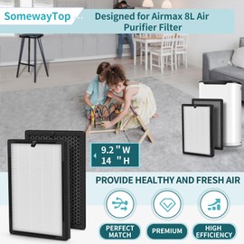 SOMEWAYTOP [1 Set] 8L HEPA Replacement Filter Set Compatible with Okaysou Airmax 8L Air Filters, 3-Stage Airmax 8L Filter, True and Blue Ultra-Filter Carbon Pre-Filter Air Cleaner for Home