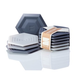 LINE+ARC Extra Thick Silicone Coasters (As Seen in NYTimes WireCutter) Waterproof Anti-Stain Heat-Safe Dishwasher-Safe Degrē Coasters (Set of 6, Smoke) Outdoor Rubber Mid-Century Modern