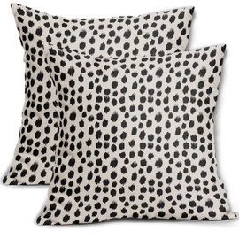 Black Cream Polka Dot Pillow Covers 20x20 Set of 2 Outdoor Modern Art Throw Pillows Boho Design Brush Strokes Decorative Pillowcase Square Cushion Cover Linen Pillow Case for Home Sofa Couch Bed