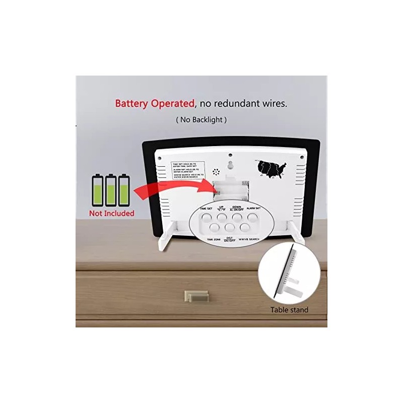 WallarGe Digital Atomic Wall/Desk Alarm Clock Large Display With Temperature