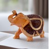 Purpledip Handmade Wooden Elephant Statue (12343)