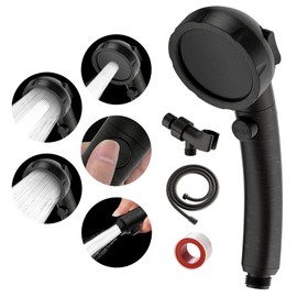 SINGSUO High Pressure Handheld Shower Head with On Off Switch, Detachable Shower Head, 3 Spray Modes Shower Massager Handheld with Hose and Adjustable Angle Bracket (Oil Rubbed Bronze)