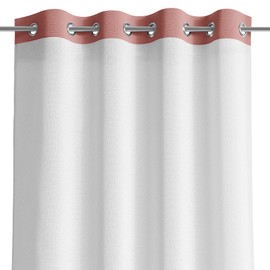 AmeliaHome Curtain 140 x 270 cm 1 Piece Semi-Transparent Eyelet Curtain Velvet Look Irvette Dusky Pink