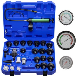Endxedo 28PCS Universal Radiator Pressure Tester Vacuum Type Cooling System Tool Kit with Pressure Tester Kit Coolant Refill Tool Kit with Red Carry Case