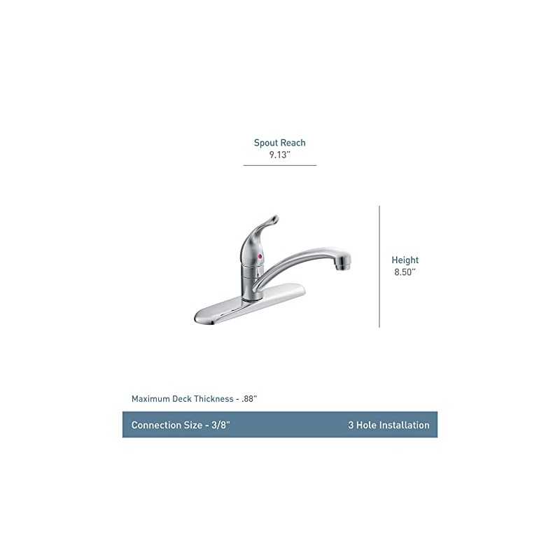 Moen Chateau Chrome One-Handle Low Arc Kitchen Faucet for 3-Hole