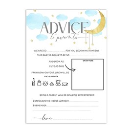 Baby Shower Game - Pack of 10 Whimsical Blue Twinkle Twinkle Little Star Baby Advice To Parents Cards (BSBLUEWHIMA2P)