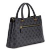GUESS Cuba Tri Compartment Satchel Charcoal Logo, Charcoal logo