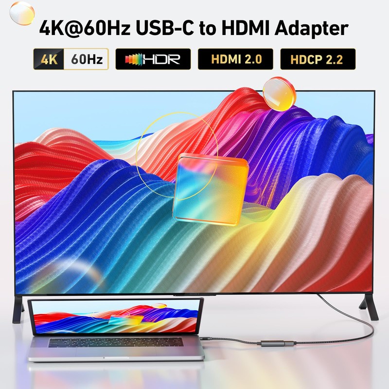Flat USB-C Cable to 8k/4k Adapter Compatible with Xiaomi Mi