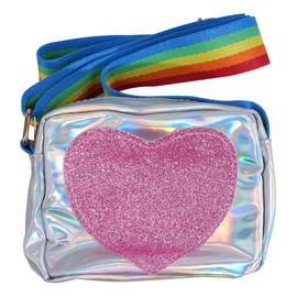 Namvo Girls Heart Shaped Shoulder Bag Rainbow Shoulder Strap Little Princess Coin Purse PU Leather Shoulder Bag Suitable for Shopping Parties, School Travel and Other Occasions