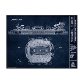 Arrowhead Stadium Blueprint Style Print (Unframed, 18" x 24")
