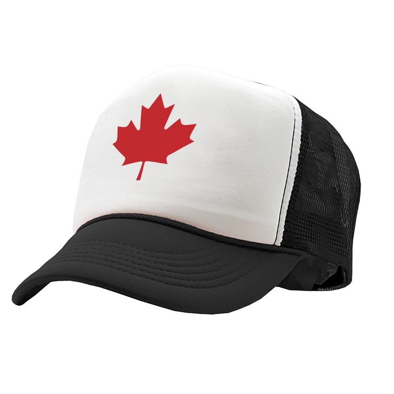 Canadian Maple Leaf - Mesh Trucker Cap Hat, Black