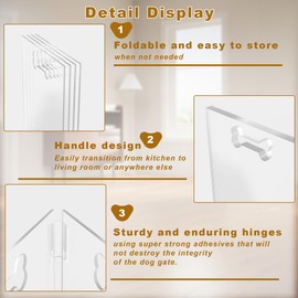 Clear Acrylic Dog Gate, 3 Panel 60" W x 24" H, Transparent Freestanding Pet Playpen Indoor, Foldable Pet Fence Barrier for Doorway with Handle/Support Feet