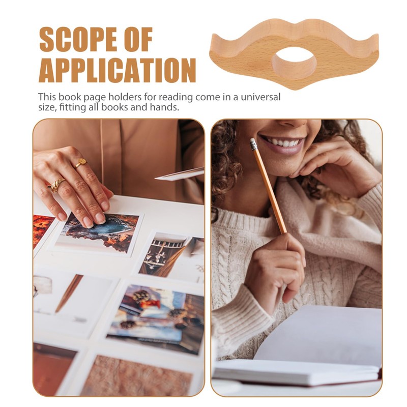 jojofuny Beige Wooden Thumb Book Page Holder: Multi-Functional Bookmark and