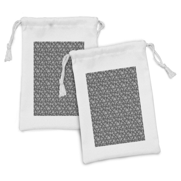 Ambesonne Tropical Fabric Pouch Set of 2, Monochrome Exotic Nature