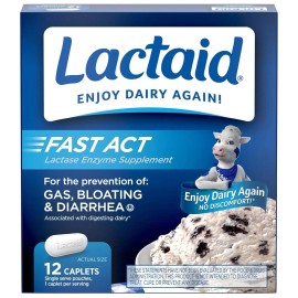 2 PACKS Lactaid Fast Act Lactose Intolerance Relief Caplets - 12 Count x2=24