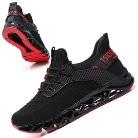 TSIODFO Tenis deportivos para niños y niños, Negro/Rojo, 1.5 Niño pequeño