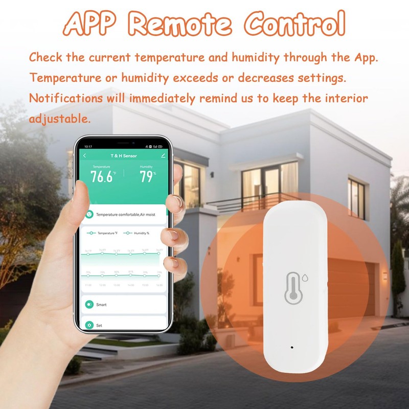 JAMHER WiFi Hygrometer Thermometer Sensor, Indoor Outdoor Wireless Temperature Humidity
