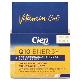 Cien Energy - Q10 Energy Anti-Wrinkle Night Face Cream 50 ml Energizing with Orange Extract and Acerola Cherry.