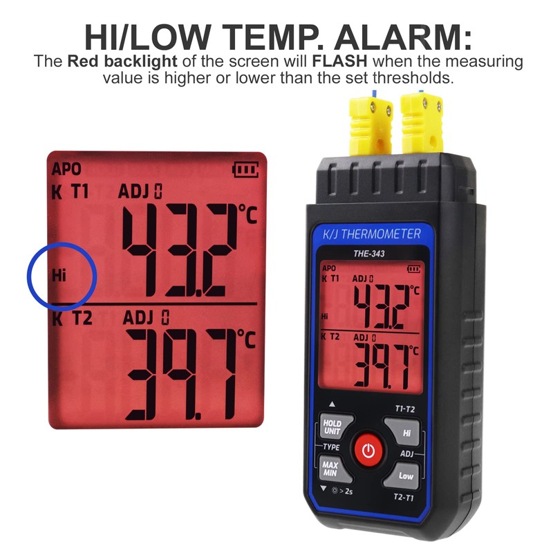 Thermocouple Thermometer Digital K Type Thermometer with 4 Thermocouples, -328~2500℉