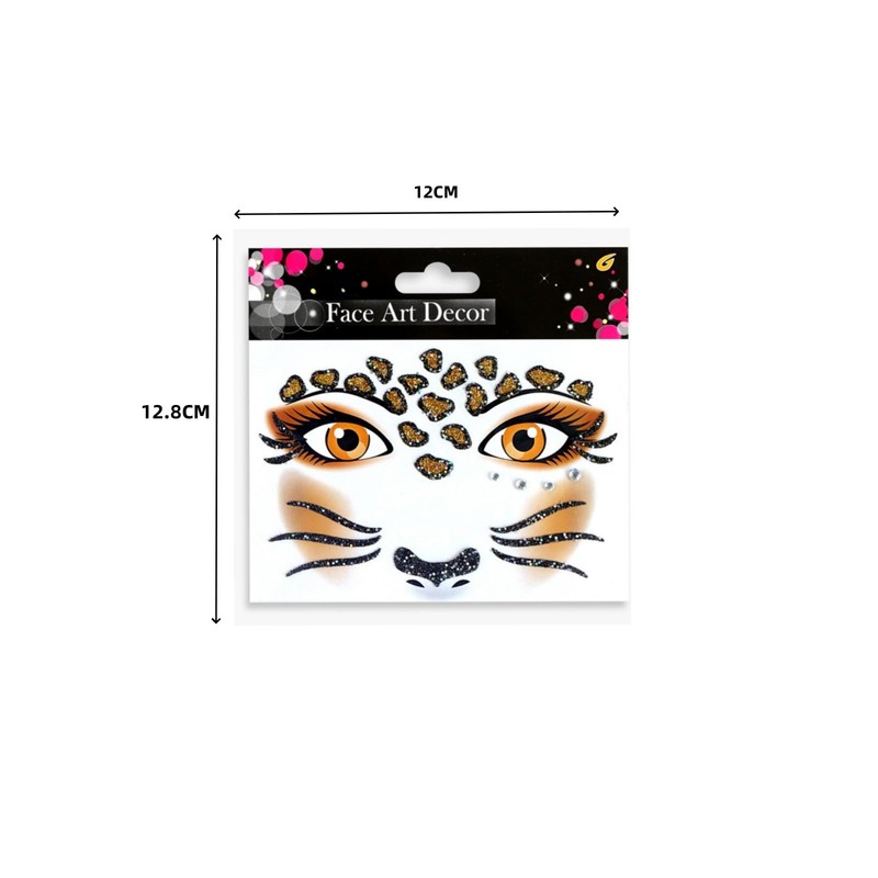 Pack of 2 Cheetah Print Face Stickers Leopard Print Tattoos