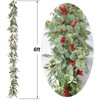 JoyHome 6ft Pine Christmas Garland,Artificail Red Berry Garland Christmas with