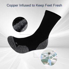 Kodal Copper Mens Ankle Socks Cushioned Athletic Cotton Quarter Socks Odor Control
