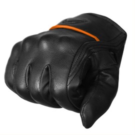 Jackets 4 Bikes Men's Premium Leather Street Motorcycle Protective Cruiser Biker Gel Gloves BlackOrange L