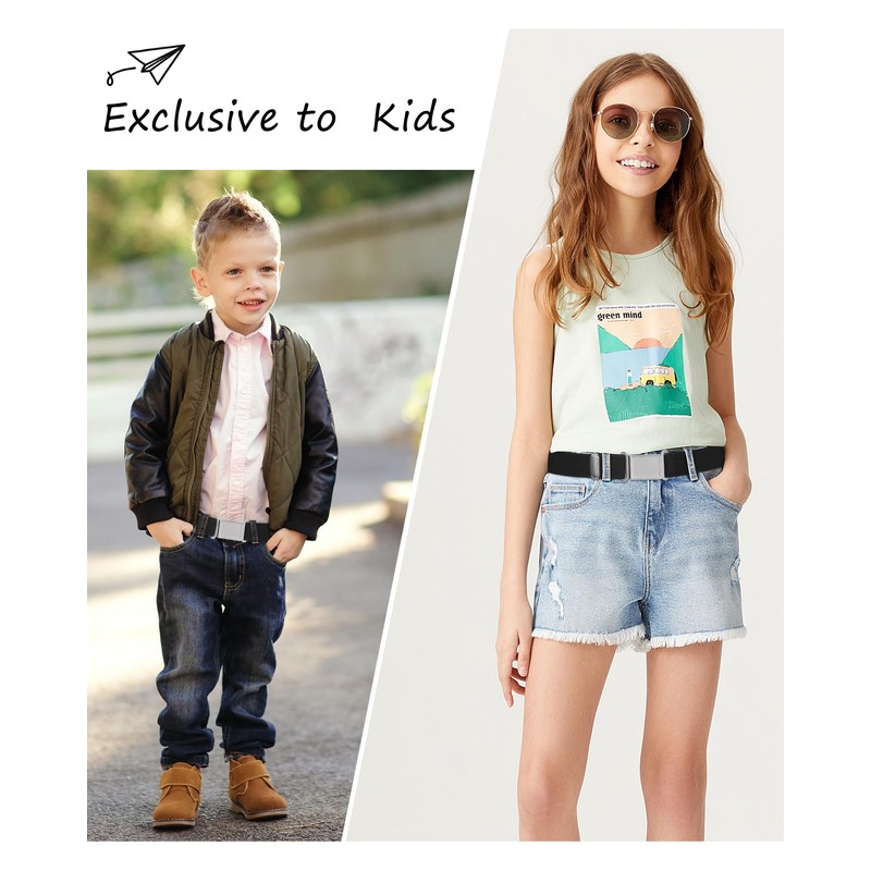 Boy Kids Magnetic Buckle Belt - Adjustable Elastic Child Belts