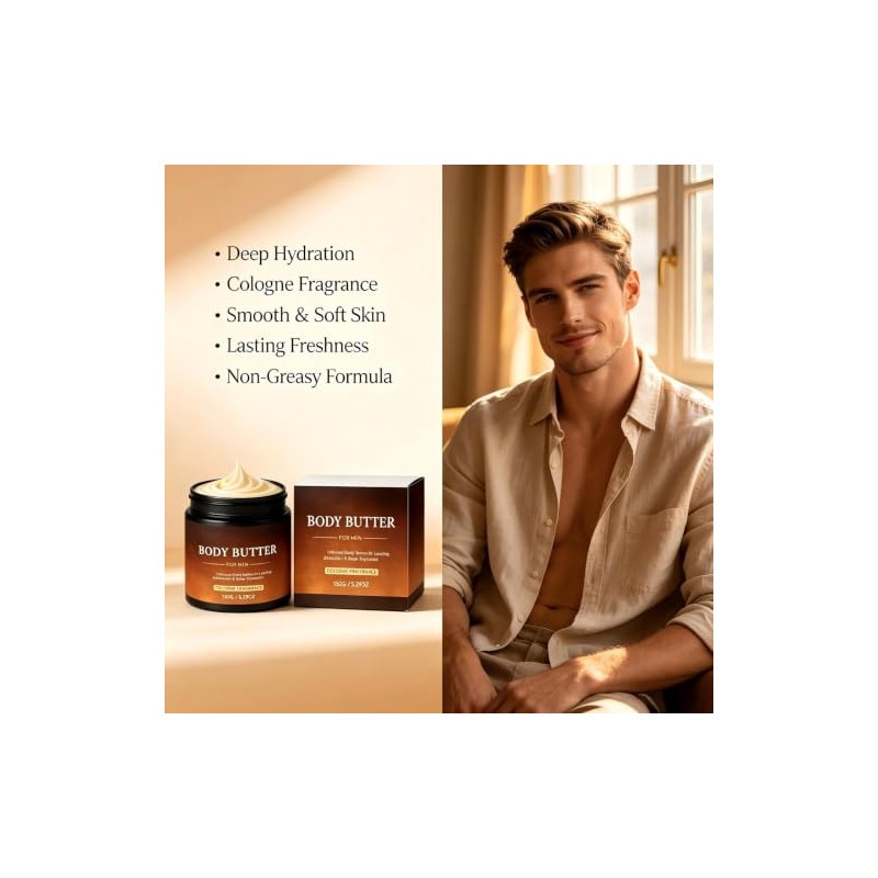 Body Butter for Men, Fragrance Moisturizer for Daily Grooming (3pcs)