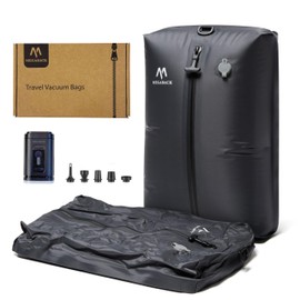 Megaback Vacuum Bags for Travel, IP67 Reusable Vacuum Seal Bags for Clothing with Electric Pump, Vacuum Seal Packing cube for Suitcases, Backpack & Travel (2PC+Pump)