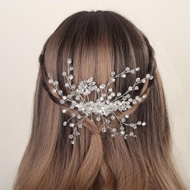 Aimimier Bridal Hair Comb Crystal Back Comb Rhinestone Headpiece for Wedding Party Prom Festival Hair Accessories for Women(Silver)