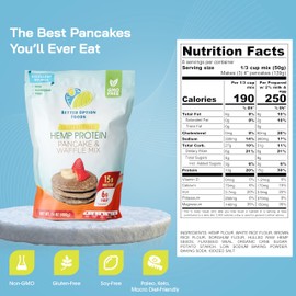 Hemp Protein Powder Waffle & Pancake Mix - Pancake and Waffle Mix with Hemp Fiber - Non GMO, Zero Dairy, Gluten & Nut Free with 20 Amino Acids, Iron & Magnesium - Better Option Foods, 3 lbs