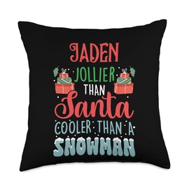 Ice Cold Charisma Christmas Holiday Heat Jaden Jollier Than Santa Cooler Than Snowman Frosty Throw Pillow, 18x18, Multicolor