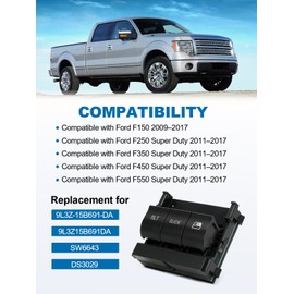SPEEDNRG Overhead Console Switch Compatible with Ford F150 2009–2017 and F250 F350 F450 F550 Super Duty 2011–2017, Sunroof and Rear Sliding Window Control Replacement for 9L3Z-15B691-DA SW6643