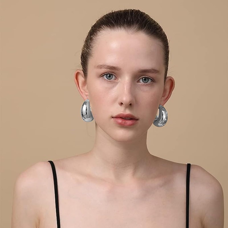 Chunky Gold Hoop Earrings for Women Gold Statement Earrings Large