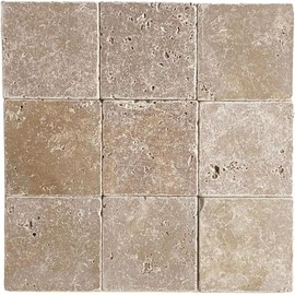 Squarefeet Depot 4x4 Noce Travertine Natural Stone Tile, 1 Piece, Tumbled