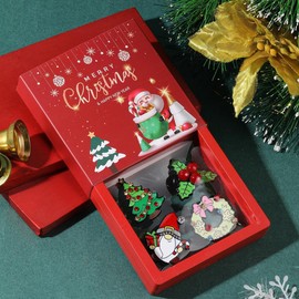 Set Christmas Xmas Rhinestone Brooch New Year Tree Star Pin Badge Brooch With Box Memorabilia Gift Decorations
