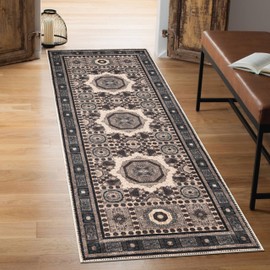 Keen Home Design Machine Washable Area Rugs with Non-Slip Backing, Ideal for Hallway, Living Room, Bedroom, Kitchen and Laundry Room, Vintage Moroccan and Low Pile Rug - (2'6'' x 10')