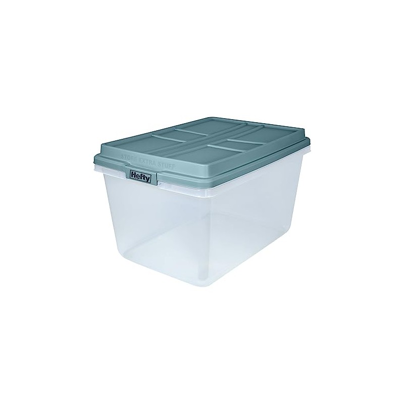 Hefty Hi-Rise 72 Qt. Lift Off Lid Storage Tote, Gray/Clear,