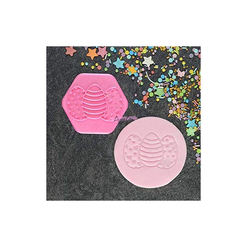 LissieLou Easter Eggs Cookie Stamp Happy Easter Icing Fondant Embosser