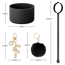 Silicone Boot Accessories Set for Owala Water Bottle 40 oz, Including Water Bottle Handle Strap, Boot, Silicone Ring, Plush Ball, Pearl key-chain